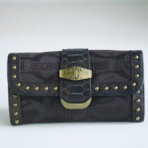Vintage 90s  Y2K Monogram Canvas Leather Trim Tri Fold Brown Wallet